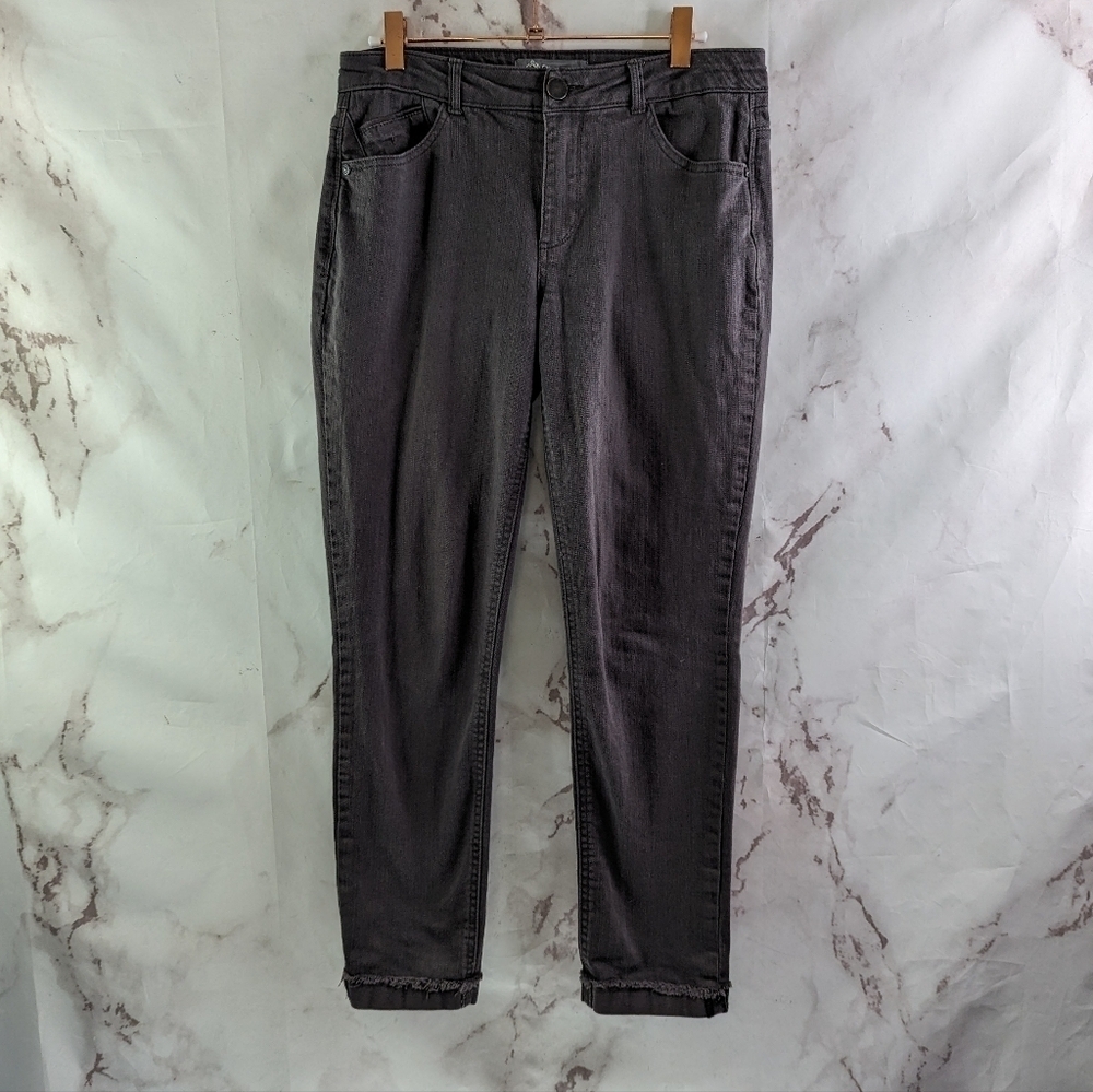 Democracy Pants Women 4 Gray Black Mid Rise Crop Flexcellent Skinny Jeans Cuffed